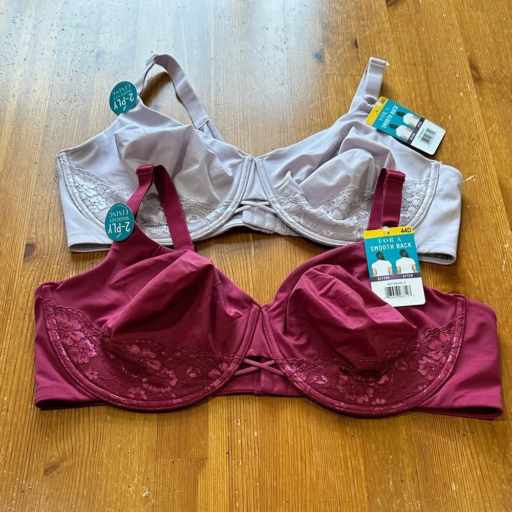 Vanity Fair Women's Lace Underwire Bras - Maroon and Light Taupe - Picture 1 of 9